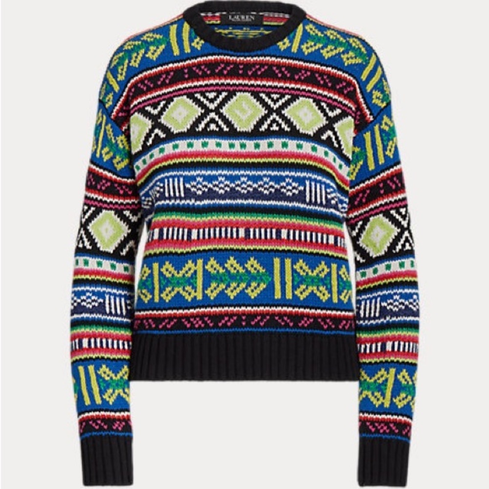 Ralph Lauren
Geo-Motif Cotton-Linen Crewneck Sweater size M